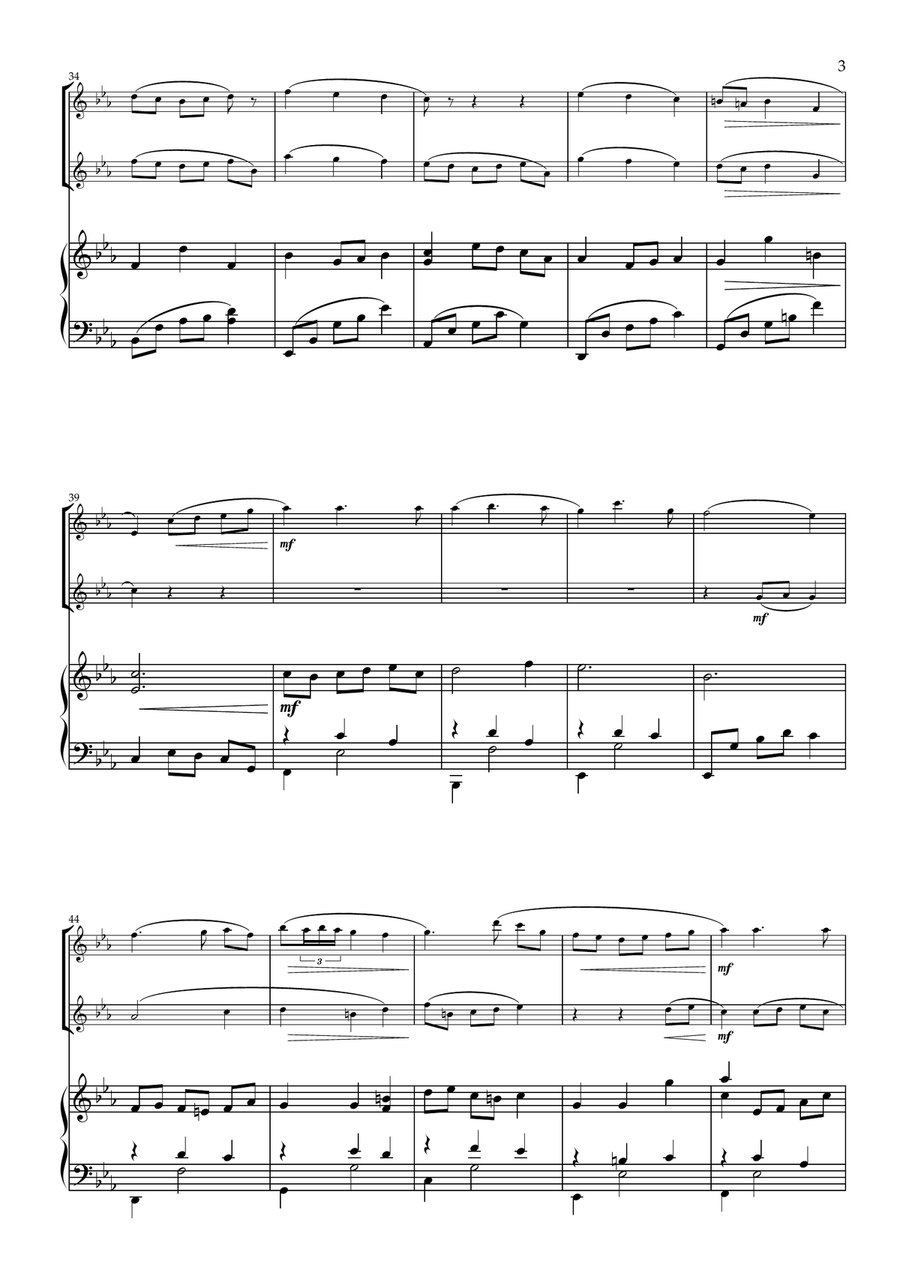 Nocturne. Original for Flute Duet and Piano Flute Duet scores gallery preview page 4