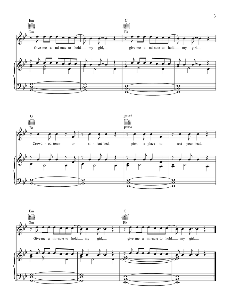 Hold My Girl Hold My Girl Piano, Vocal, Guitar scores gallery preview page 3