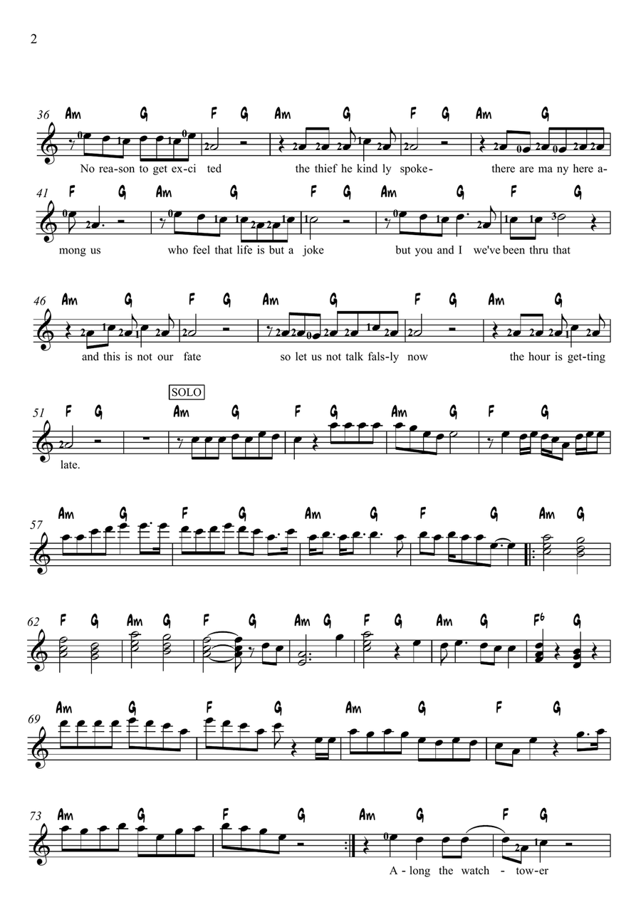 All Along The Watchtower Acoustic Guitar scores gallery preview page 2