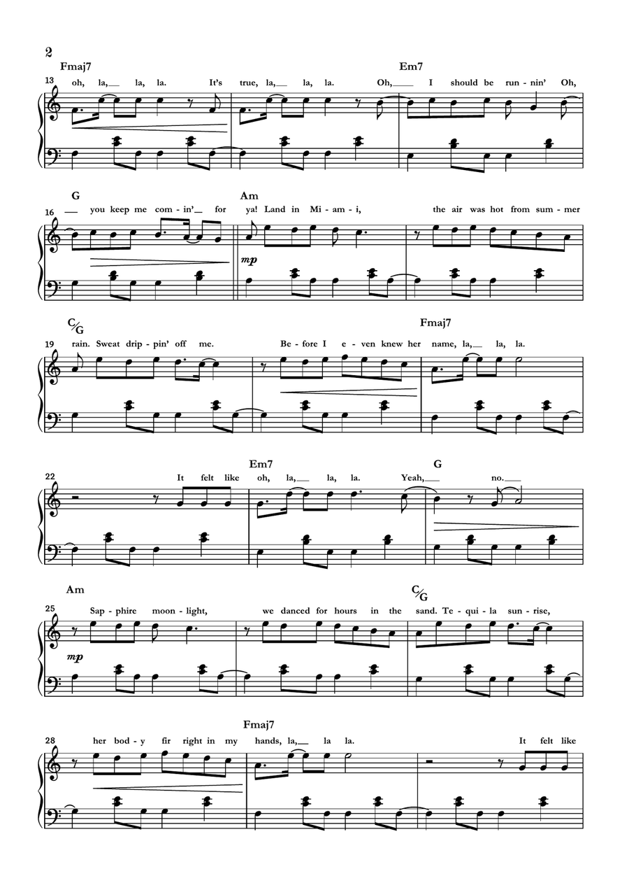 Señorita Piano Solo scores gallery preview page 2
