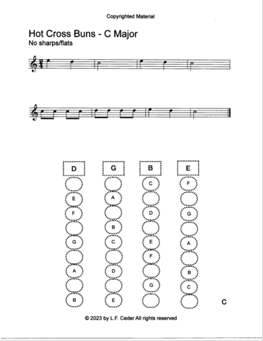 Hot Cross Buns for Baritone Ukulele Baritone Ukulele scores gallery preview page 5