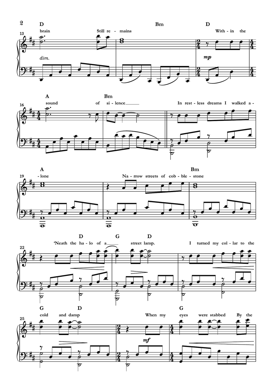 The Sound Of Silence Piano Solo scores gallery preview page 2