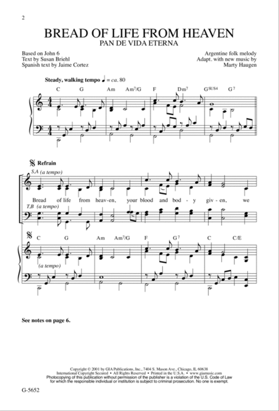Pan de Vida Eterna / Bread of Life from Heaven 4-Part scores gallery preview page 2