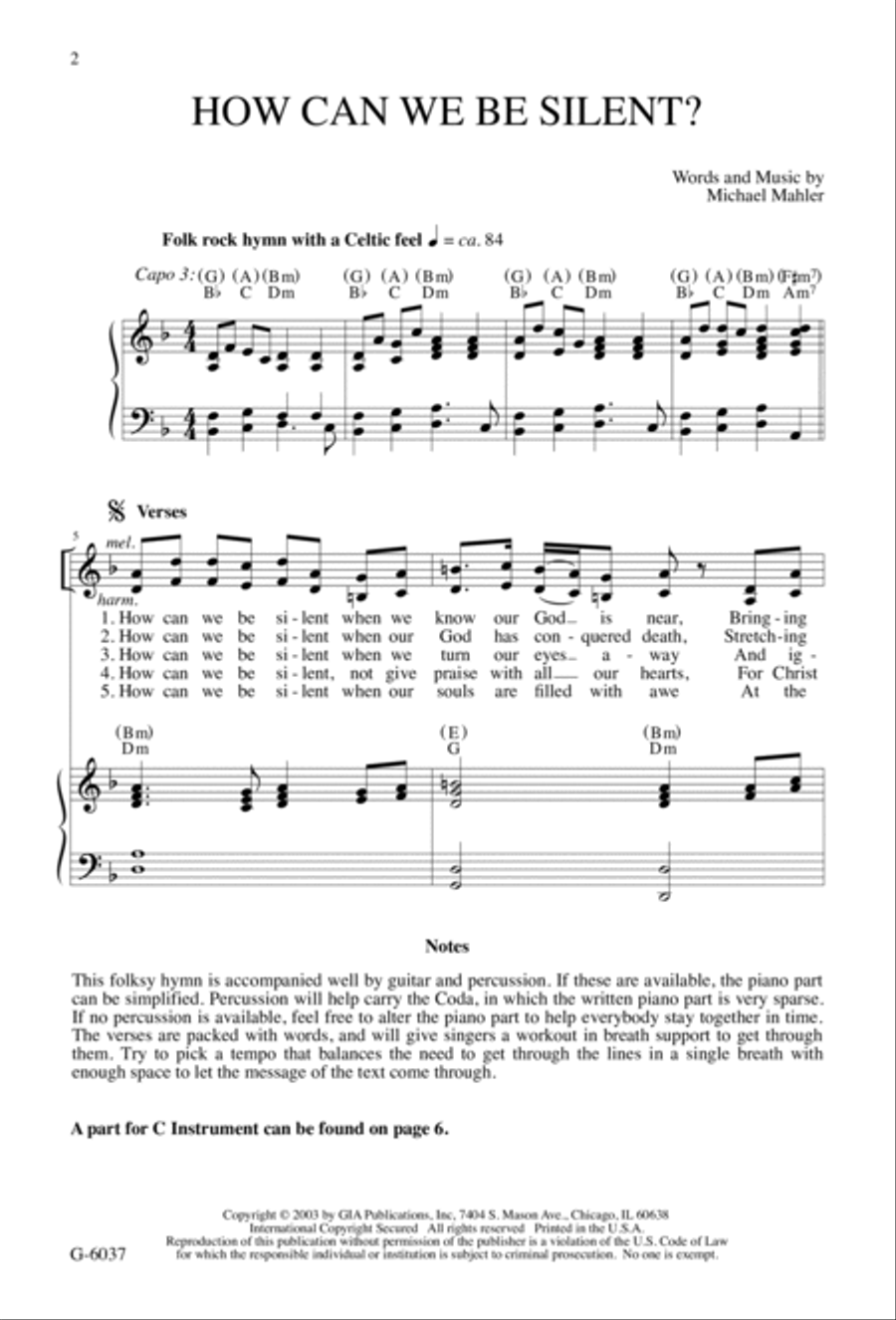 How Can We Be Silent? | Download Edition 2-Part scores gallery preview page 2