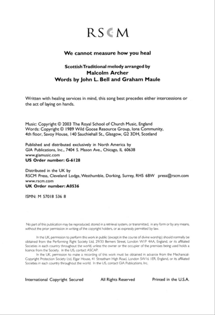 We Cannot Measure How You Heal | Download Edition 4-Part scores gallery preview page 2