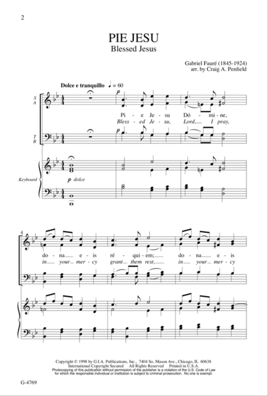 Pie Jesu Pie Jesu 4-Part scores gallery preview page 2