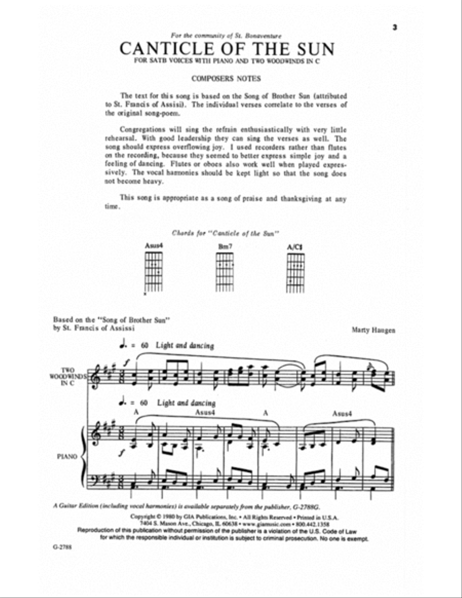 Canticle of the Sun | Download Edition 4-Part scores gallery preview page 3