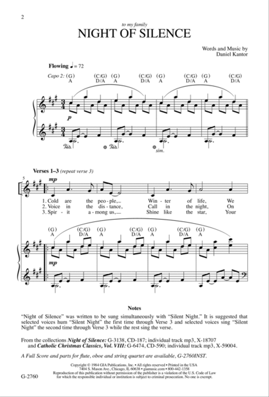 Night of Silence – Unison edition | Download Edition Unison Choir scores gallery preview page 2