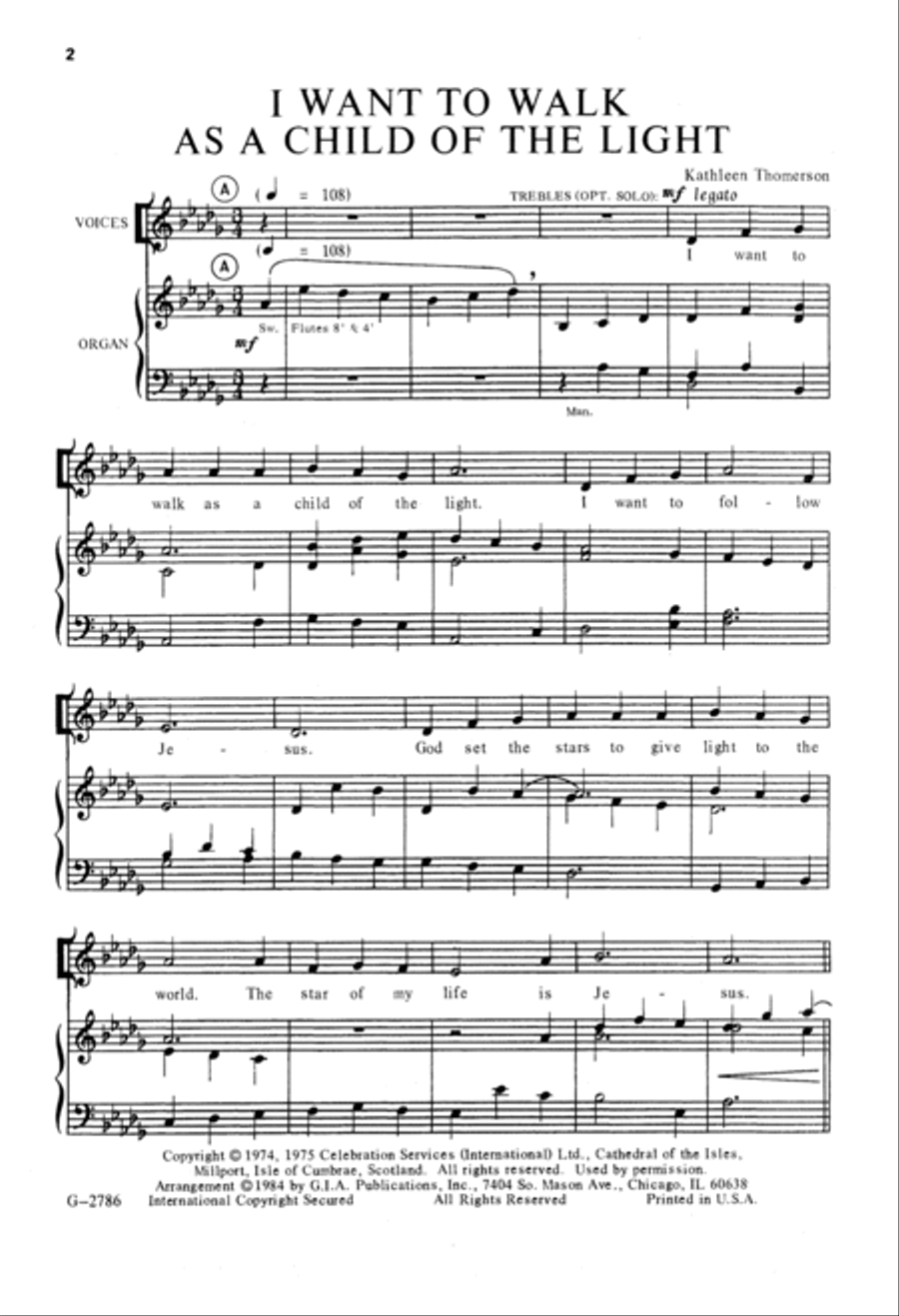 I Want to Walk as a Child of the Light 4-Part scores gallery preview page 2