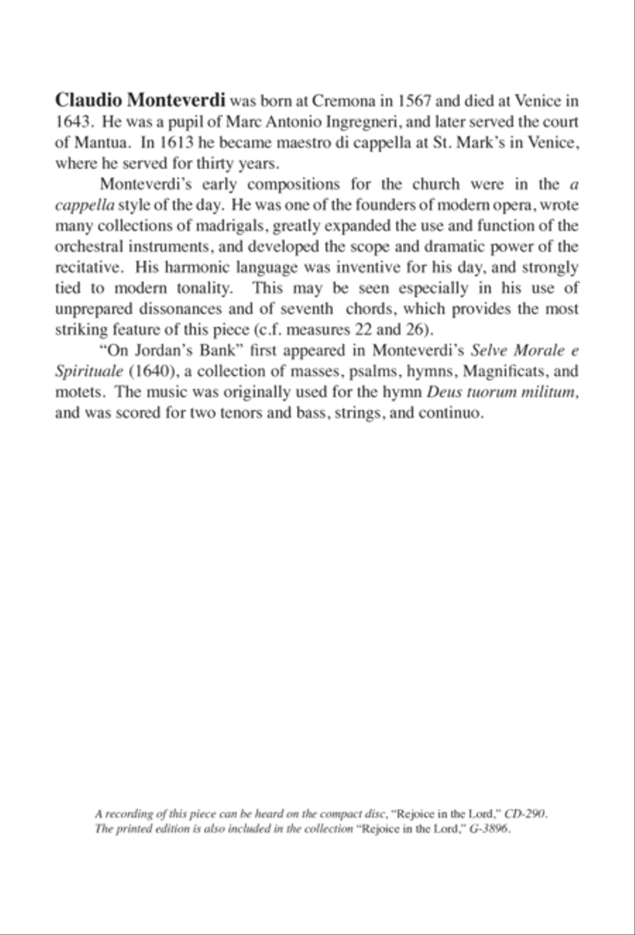 On Jordan's Bank the Baptist's Cry | Download Edition 3-Part scores gallery preview page 2