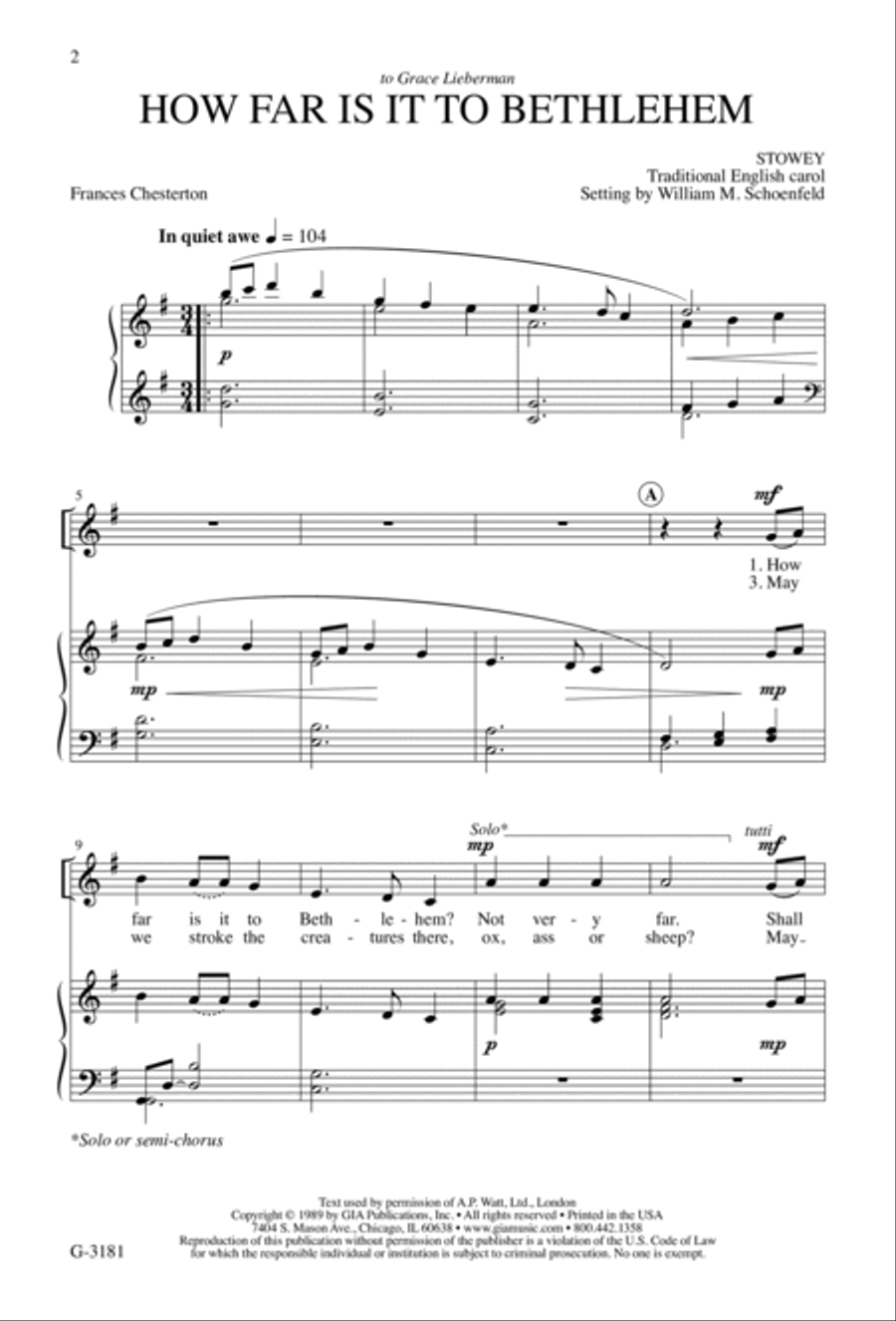 How Far Is It to Bethlehem | Download Edition Unison Choir scores gallery preview page 2