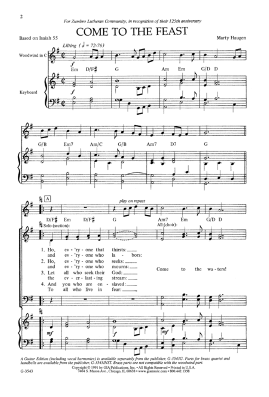 Come to the Feast Come to the Feast 4-Part scores gallery preview page 2