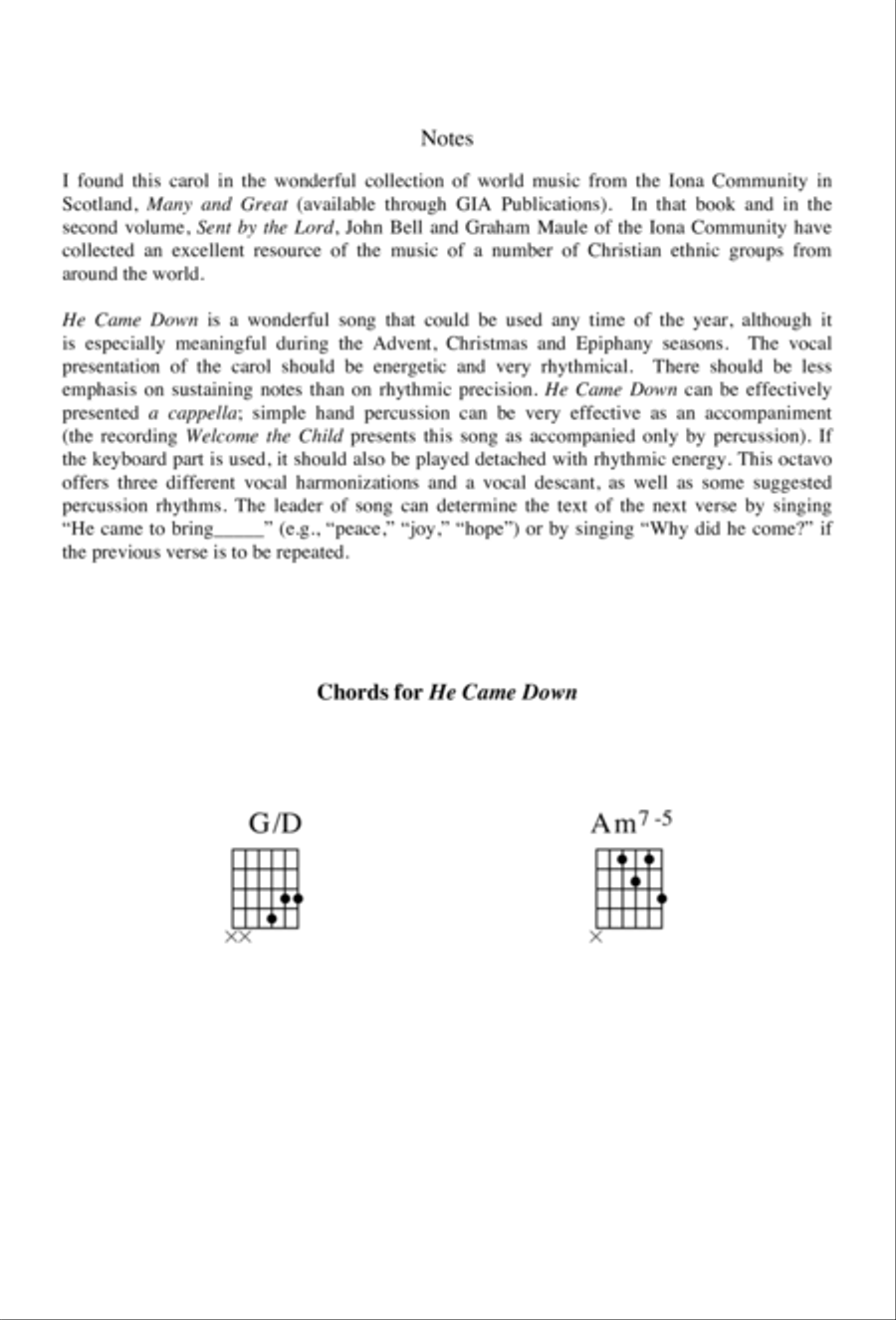 He Came Down He Came Down 4-Part scores gallery preview page 2
