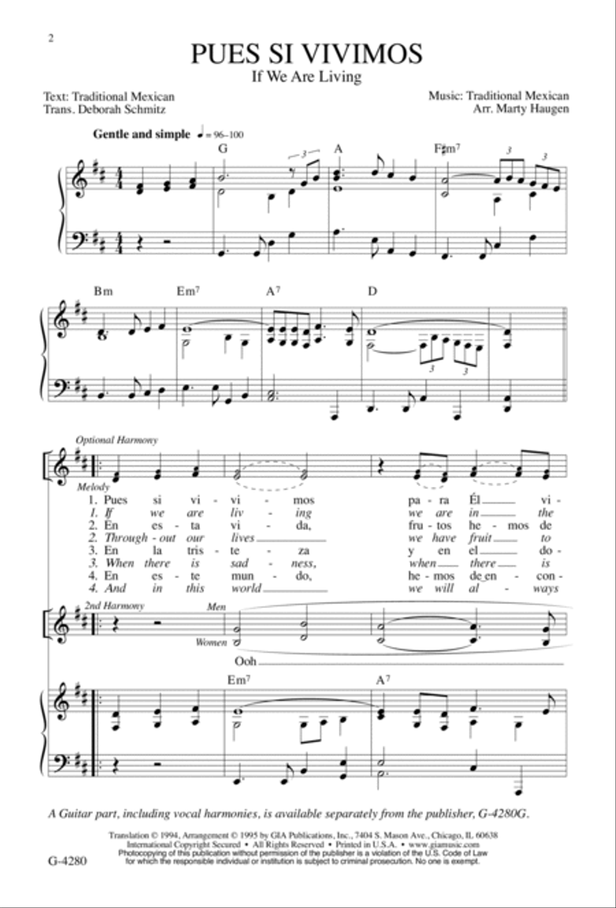 Pues Si Vivimos | Download Edition 3-Part scores gallery preview page 2