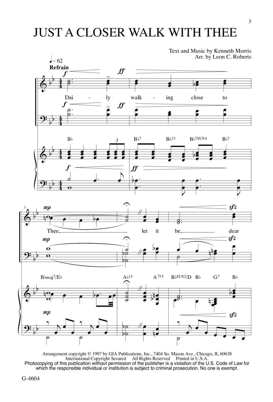Just a Closer Walk with Thee | Download Edition 4-Part scores gallery preview page 1