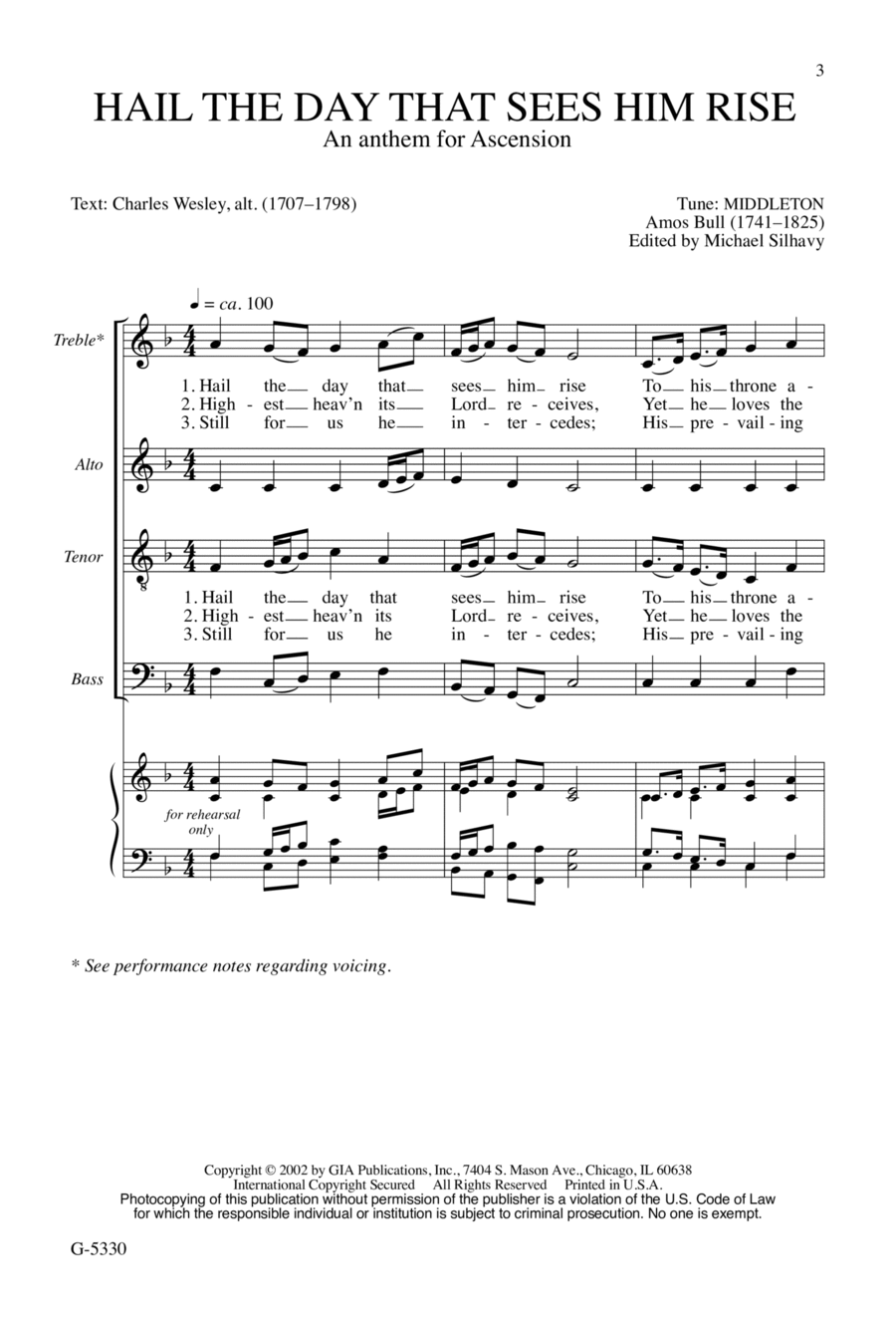 Hail the Day That Sees Him Rise | Download Edition 4-Part scores gallery preview page 1