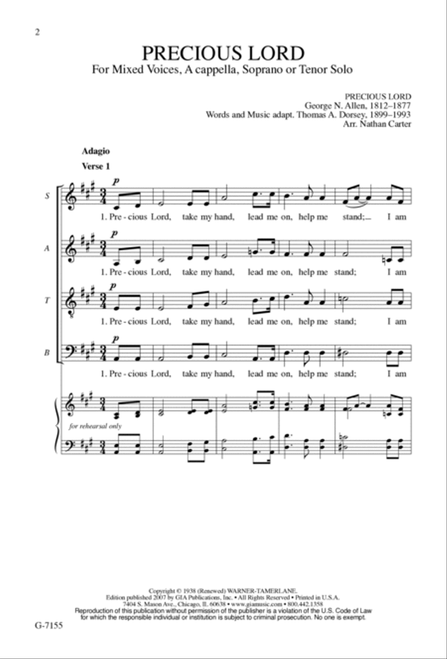 Precious Lord | Download Edition 4-Part scores gallery preview page 2