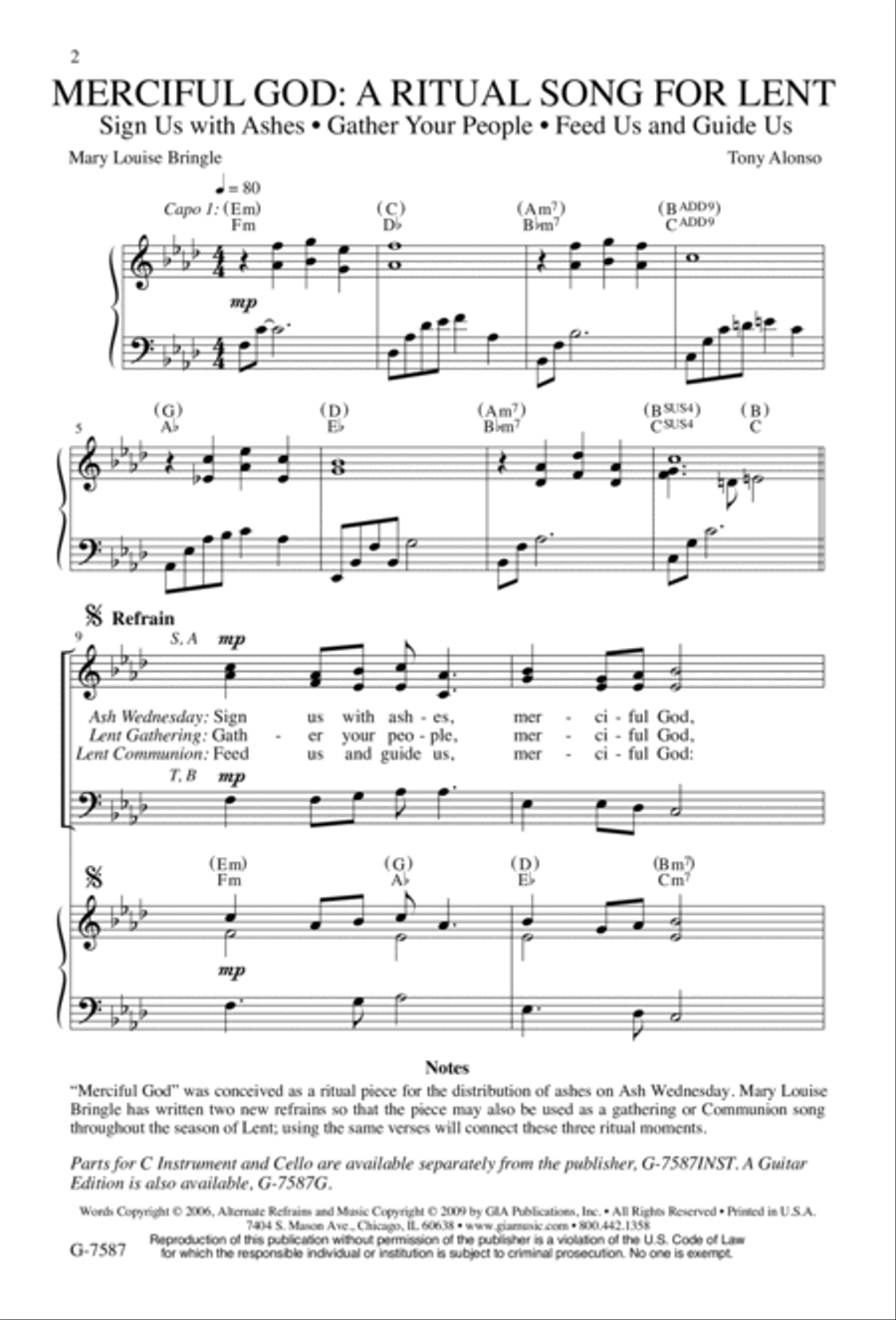 Merciful God: A Ritual Song for Lent | Download Edition 3-Part scores gallery preview page 2