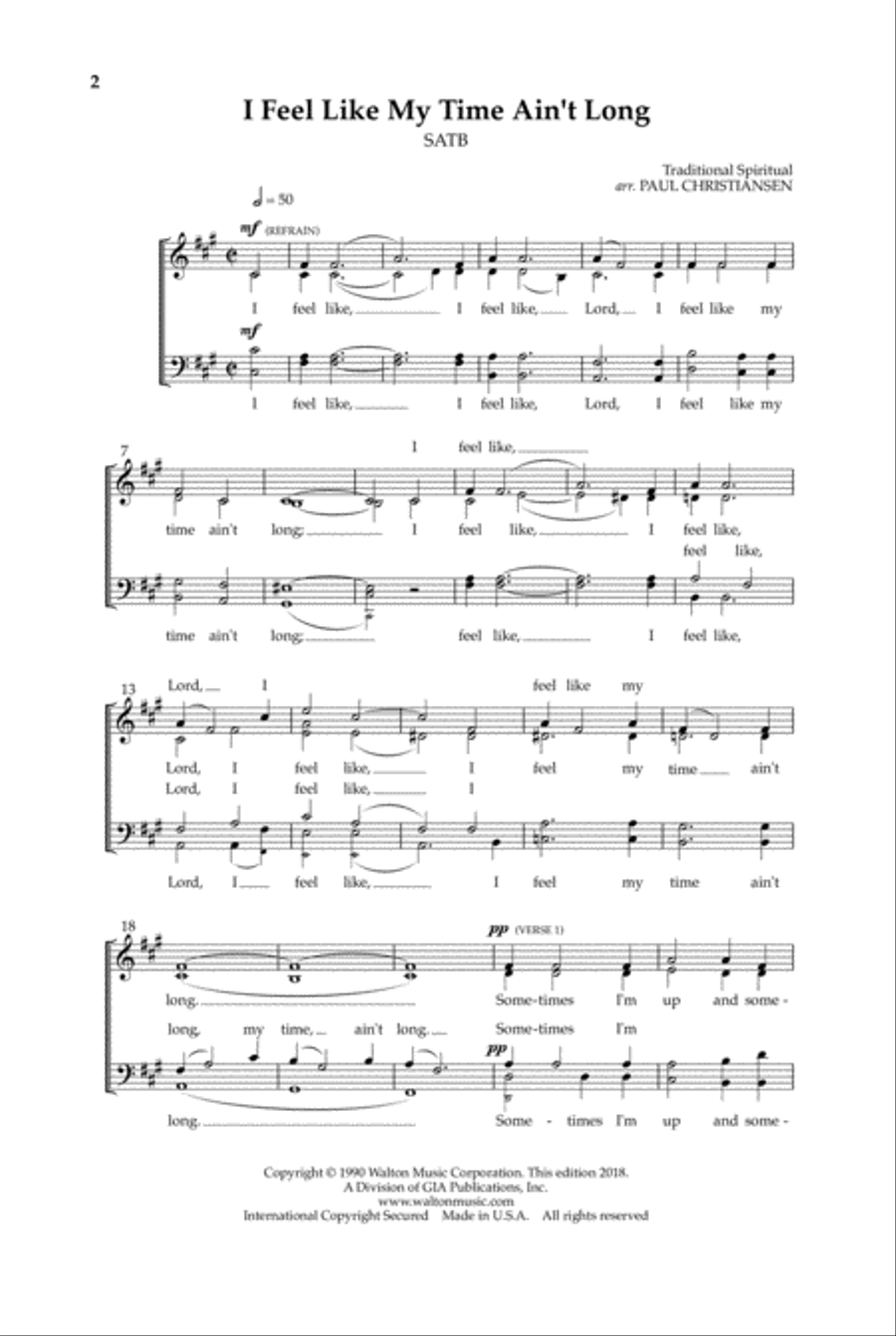 I Feel Like My Time Ain't Long | Download Edition 4-Part scores gallery preview page 2
