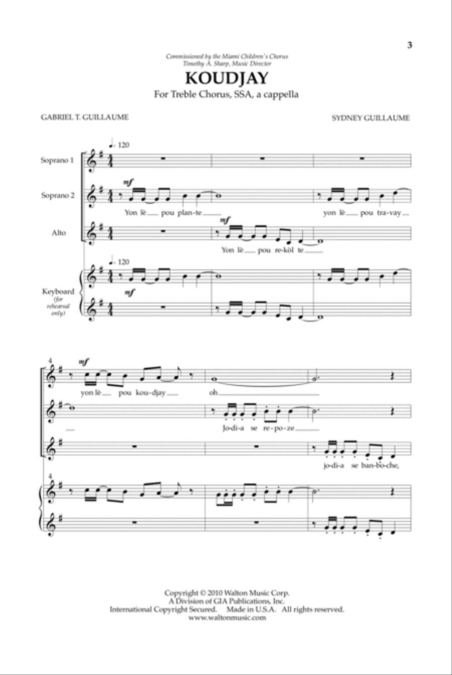 Koudjay | Download Edition SSA scores gallery preview page 3