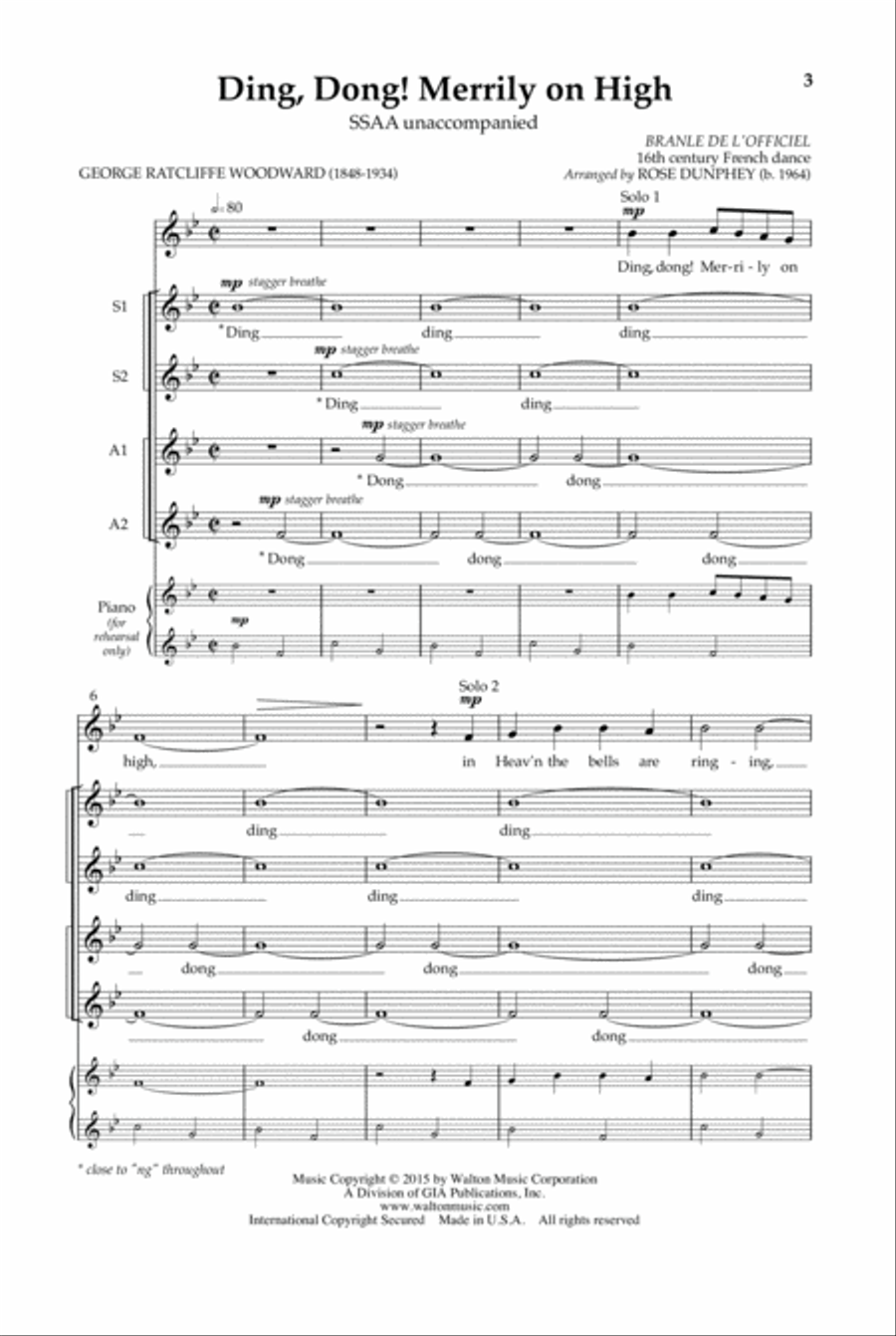Ding, Dong! Merrily on High | Download Edition SSAA scores gallery preview page 3