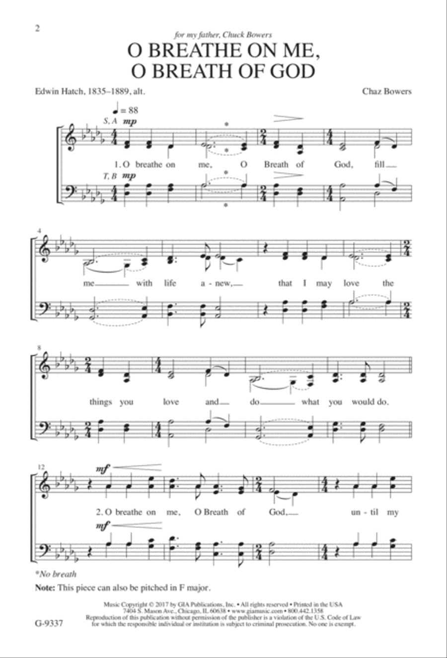 O Breathe on Me, O Breath of God | Download Edition 4-Part scores gallery preview page 2