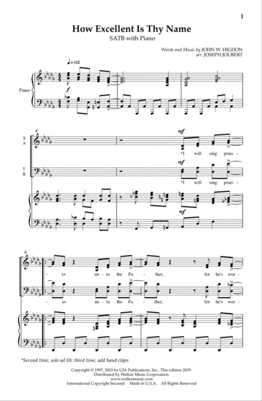 How Excellent Is Thy Name | Download Edition 4-Part scores gallery preview page 3