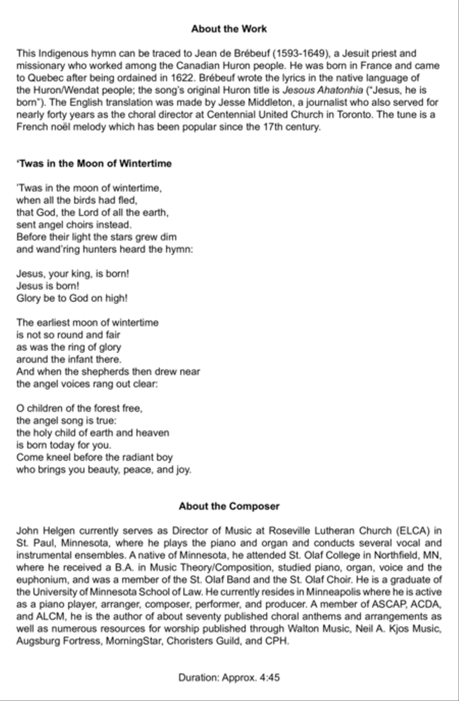 'Twas in the Moon of Wintertime (SAB) | Download Edition 3-Part scores gallery preview page 2