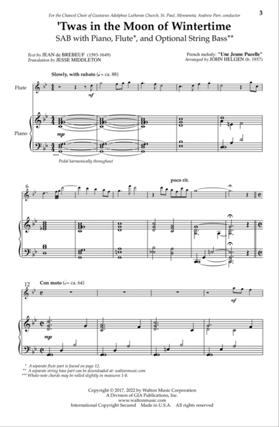 'Twas in the Moon of Wintertime (SAB) | Download Edition 3-Part scores gallery preview page 3
