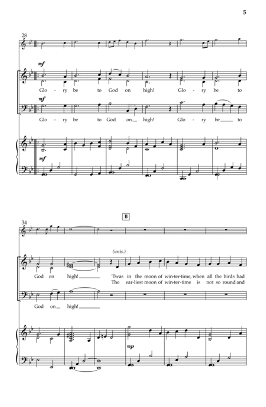 'Twas in the Moon of Wintertime (SAB) | Download Edition 3-Part scores gallery preview page 5