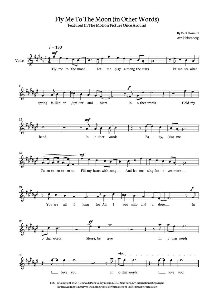 Fly Me To The Moon (in Other Words) Piano scores gallery preview page 1