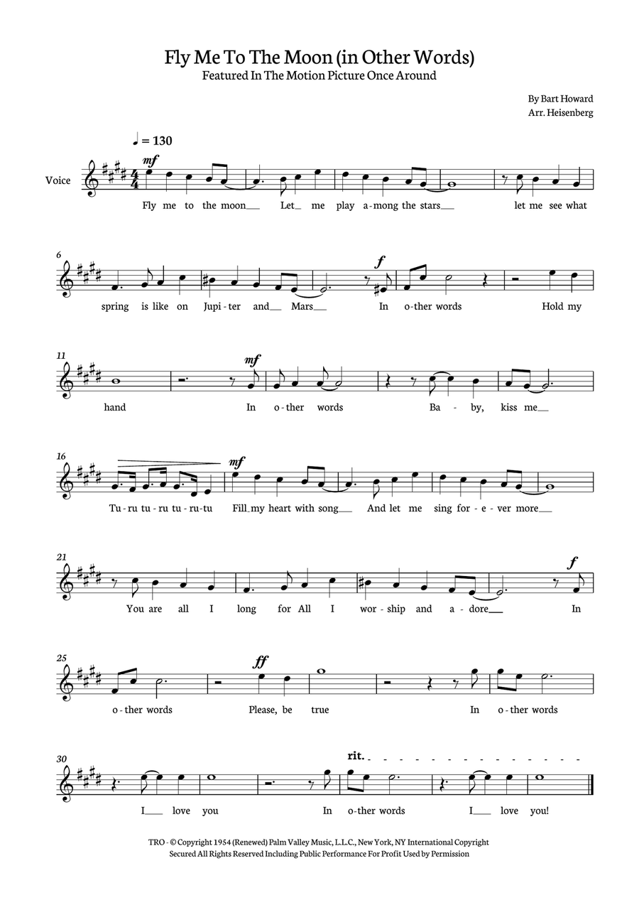 Fly Me To The Moon (in Other Words) Piano scores gallery preview page 1