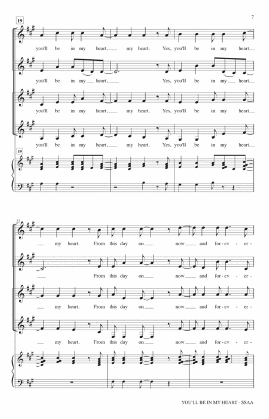 You'll Be In My Heart (Pop Version) (from Tarzan) (arr. Kirby Shaw) SSAA scores gallery preview page 5