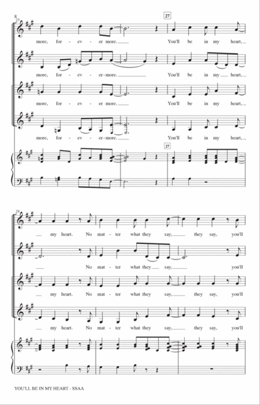 You'll Be In My Heart (Pop Version) (from Tarzan) (arr. Kirby Shaw) SSAA scores gallery preview page 6