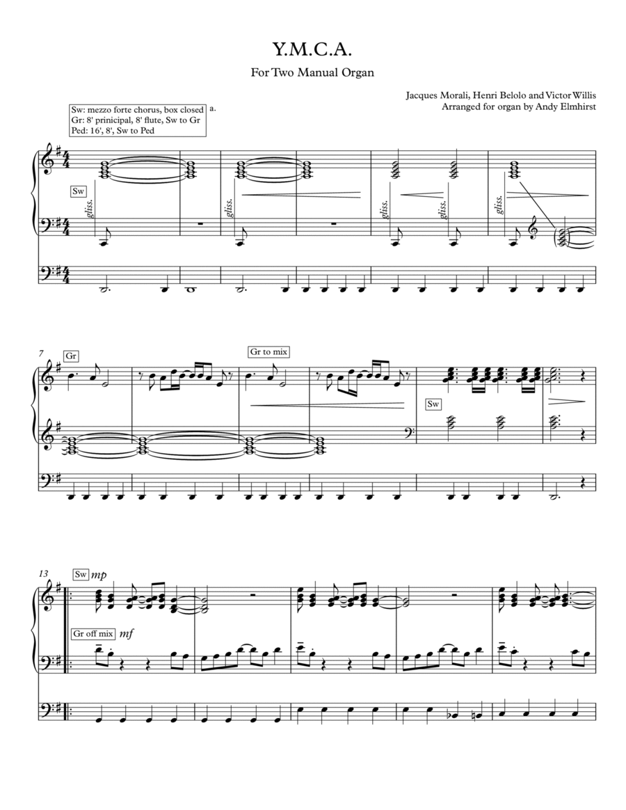 Y.M.C.A. Y.M.C.A. Organ Solo scores gallery preview page 1