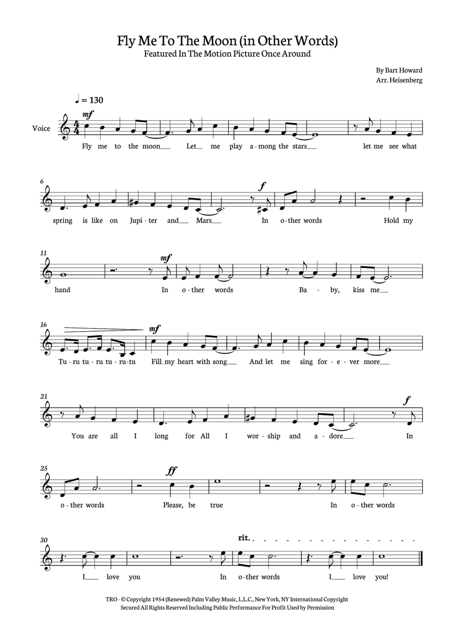 Fly Me To The Moon (in Other Words) Piano scores gallery preview page 1