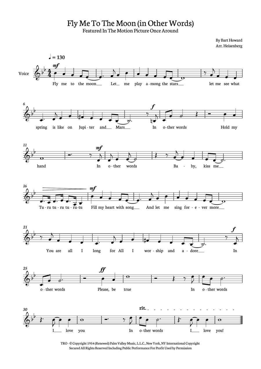 Fly Me To The Moon (in Other Words) Piano scores gallery preview page 1