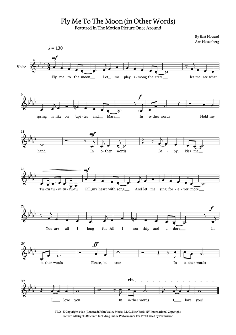 Fly Me To The Moon (in Other Words) Piano scores gallery preview page 1