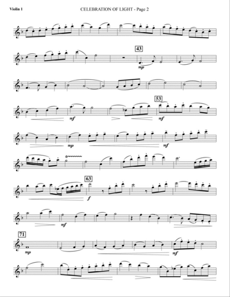 Celebration Of Light (Arise And Shine) (Full Orchestra) - Violin 1 Choir scores gallery preview page 2