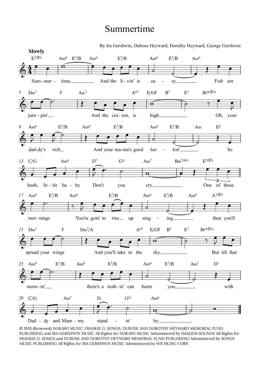 Summertime Flute Solo scores gallery preview page 1