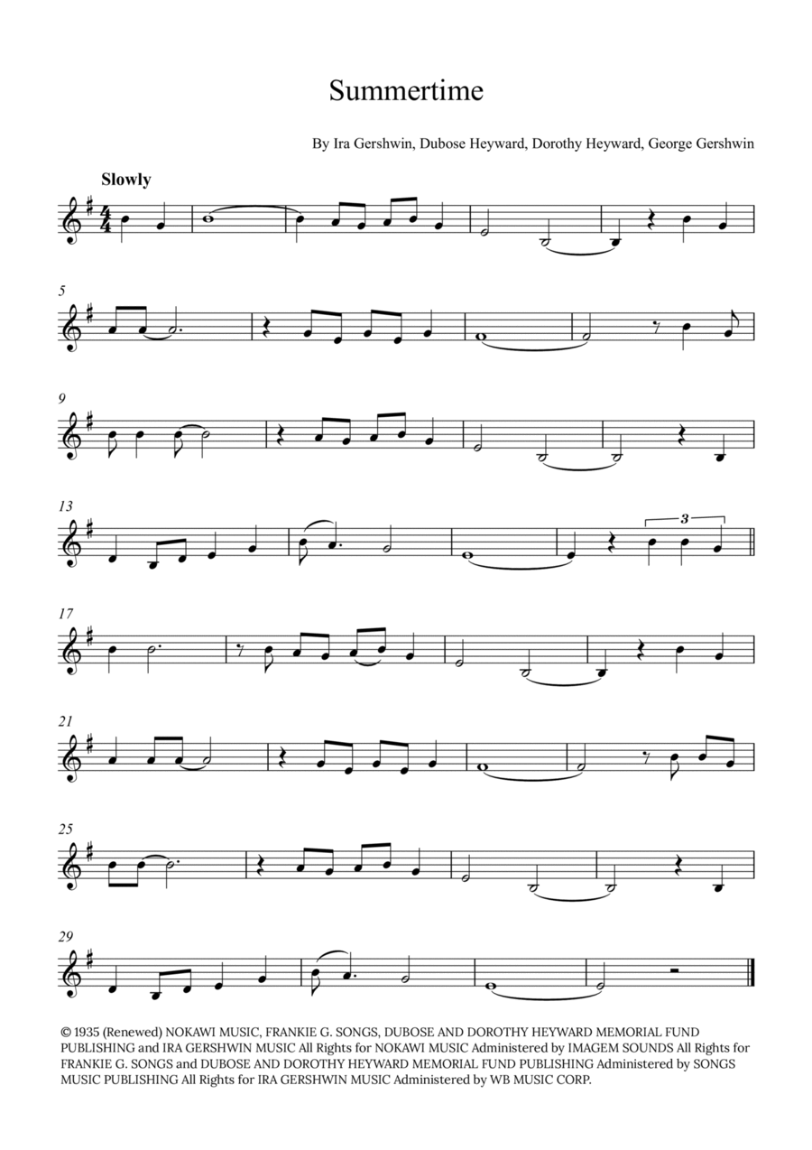 Summertime Horn Solo scores gallery preview page 1