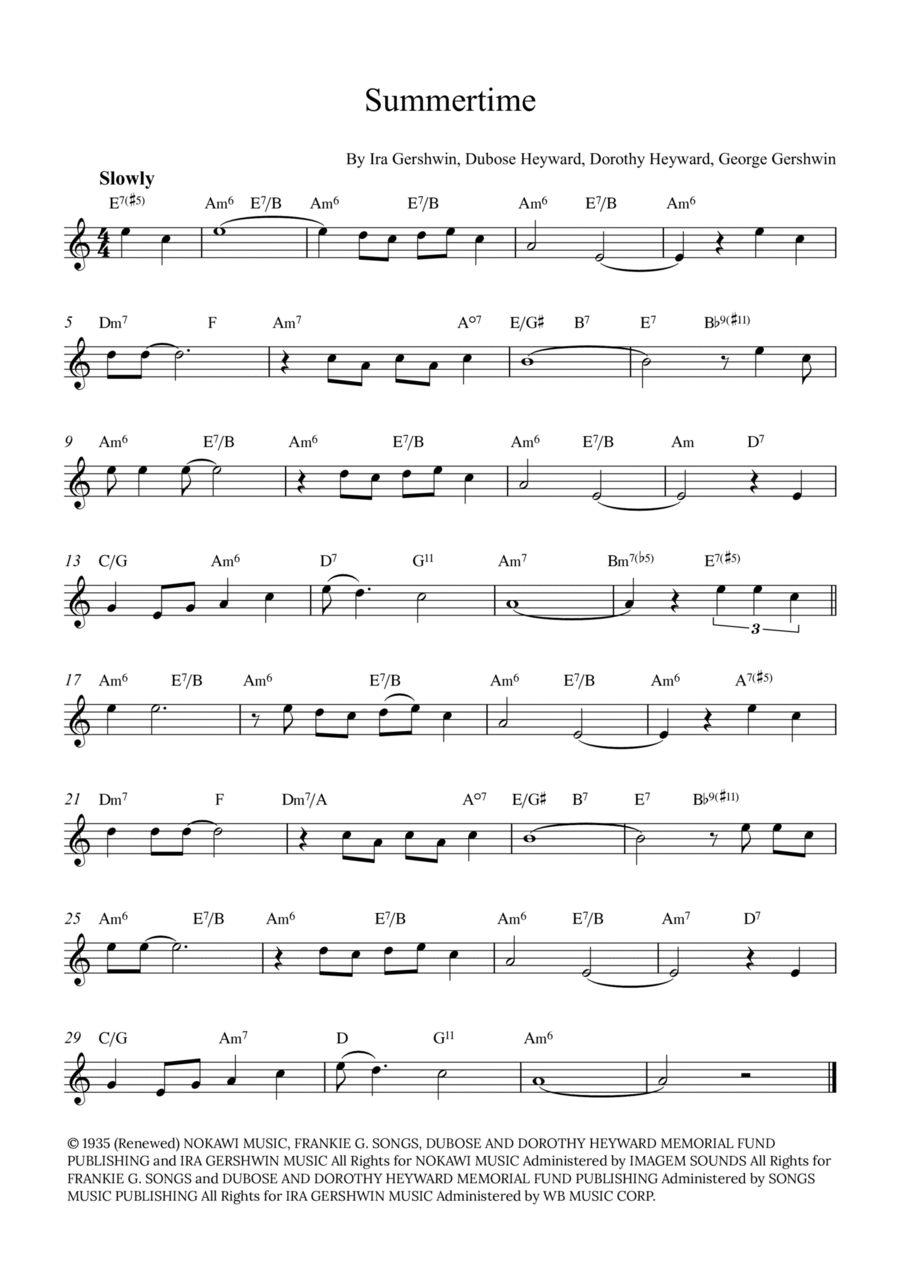Summertime Oboe Solo scores gallery preview page 1