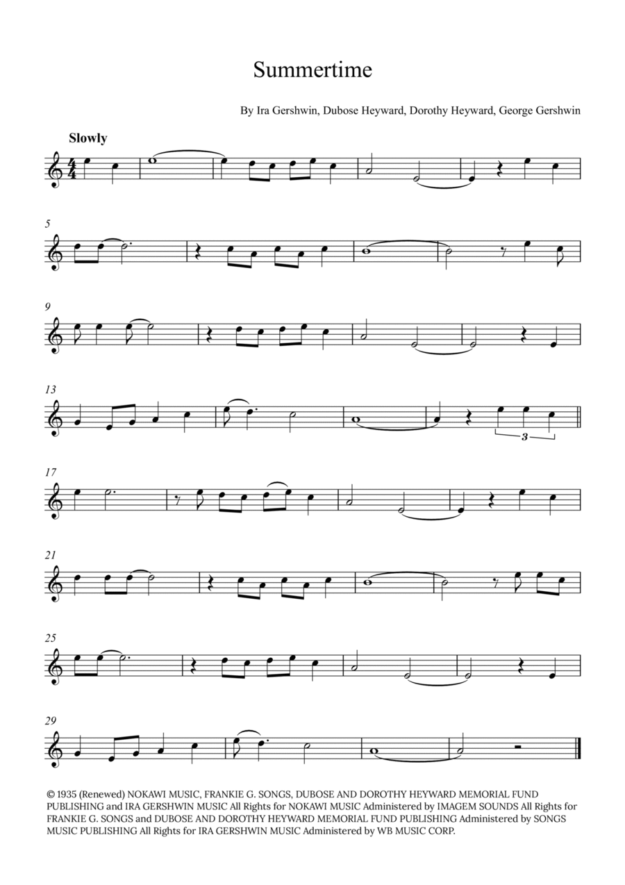 Summertime Oboe Solo scores gallery preview page 1
