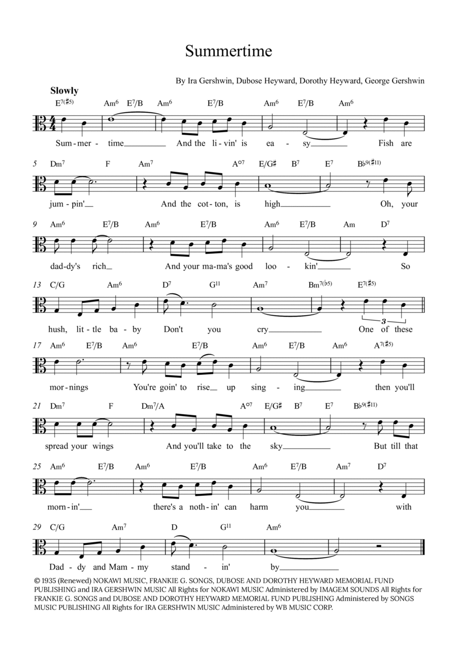 Summertime Viola Solo scores gallery preview page 1