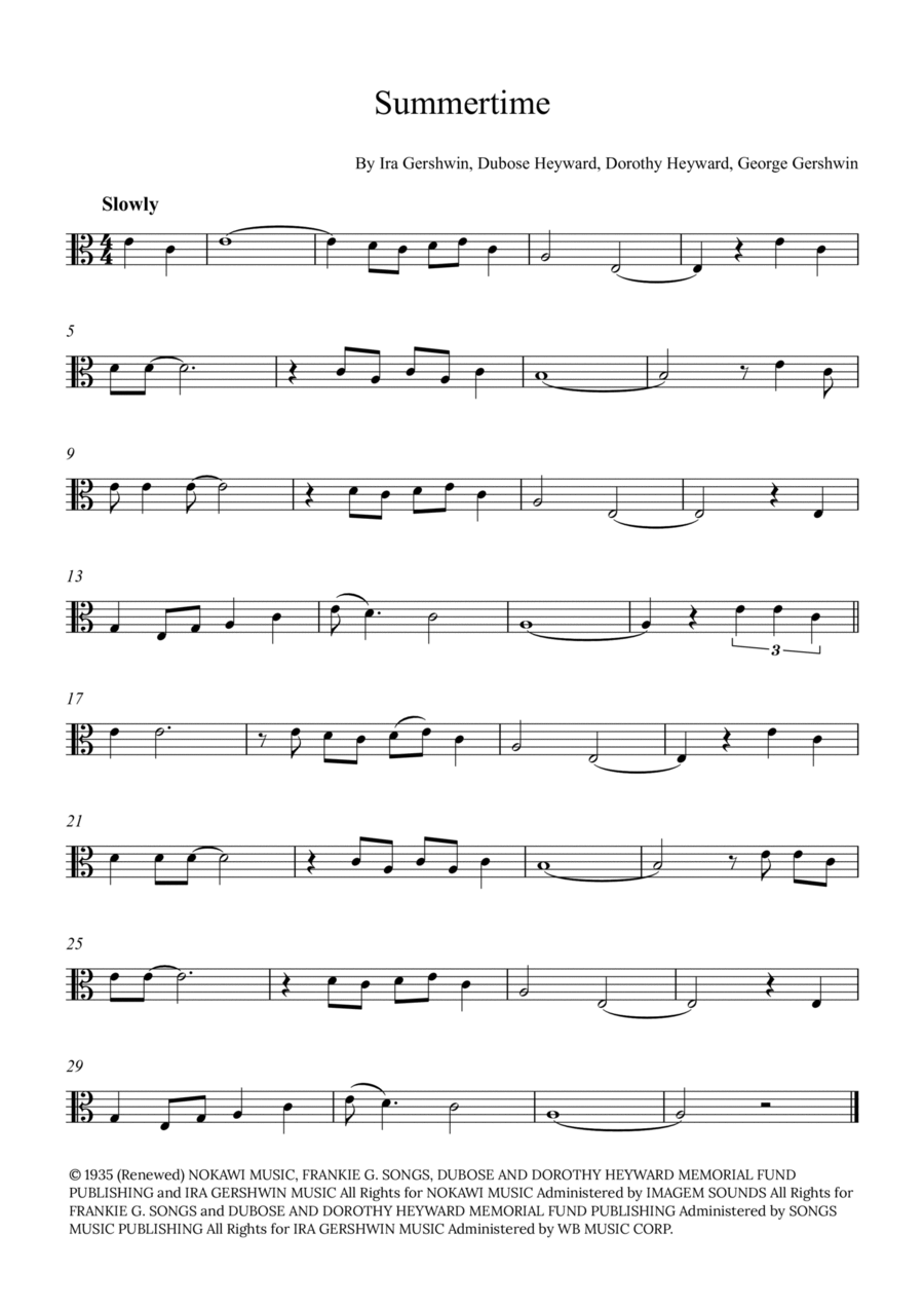 Summertime Viola Solo scores gallery preview page 1