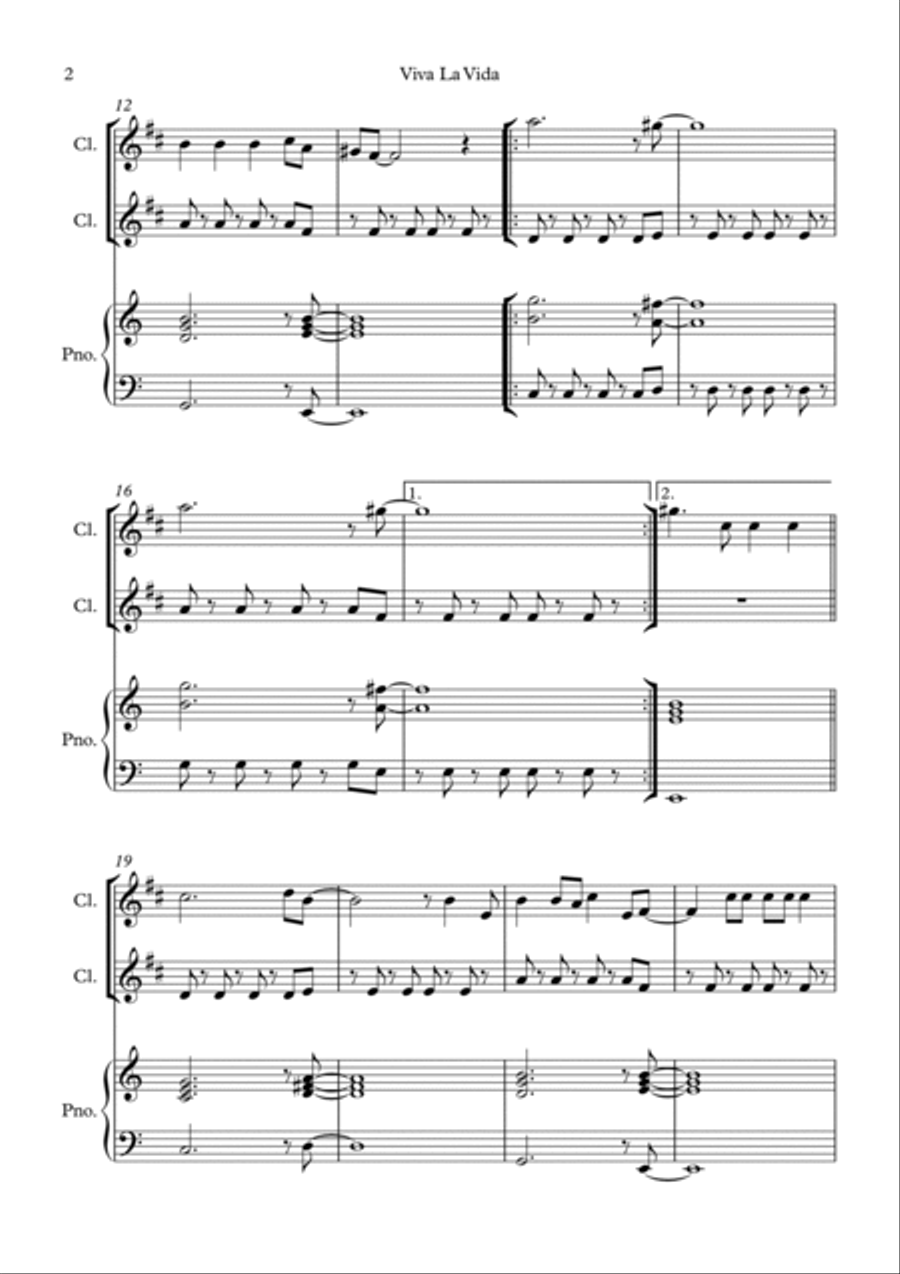 Viva La Vida Viva La Vida Woodwind Duet scores gallery preview page 2