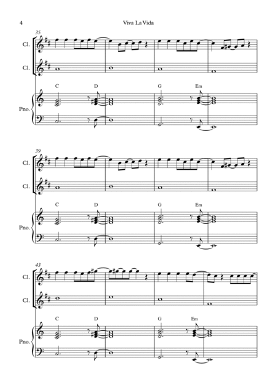 Viva La Vida Viva La Vida Woodwind Duet scores gallery preview page 4