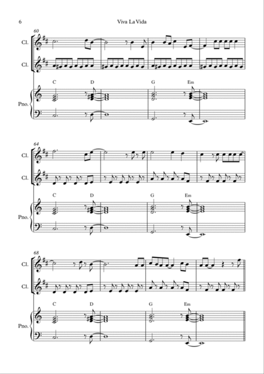 Viva La Vida Viva La Vida Woodwind Duet scores gallery preview page 6