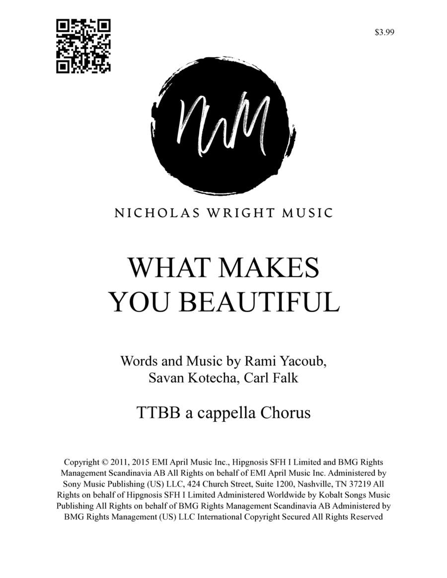 What Makes You Beautiful What Makes You Beautiful TTBB scores gallery preview page 1