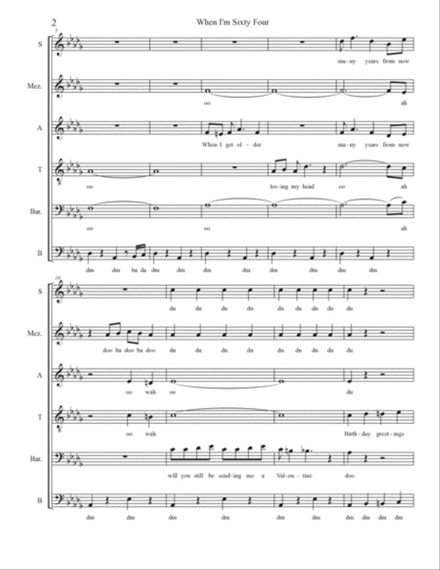 When I'm Sixty-four When I'm Sixty-four 4-Part scores gallery preview page 2